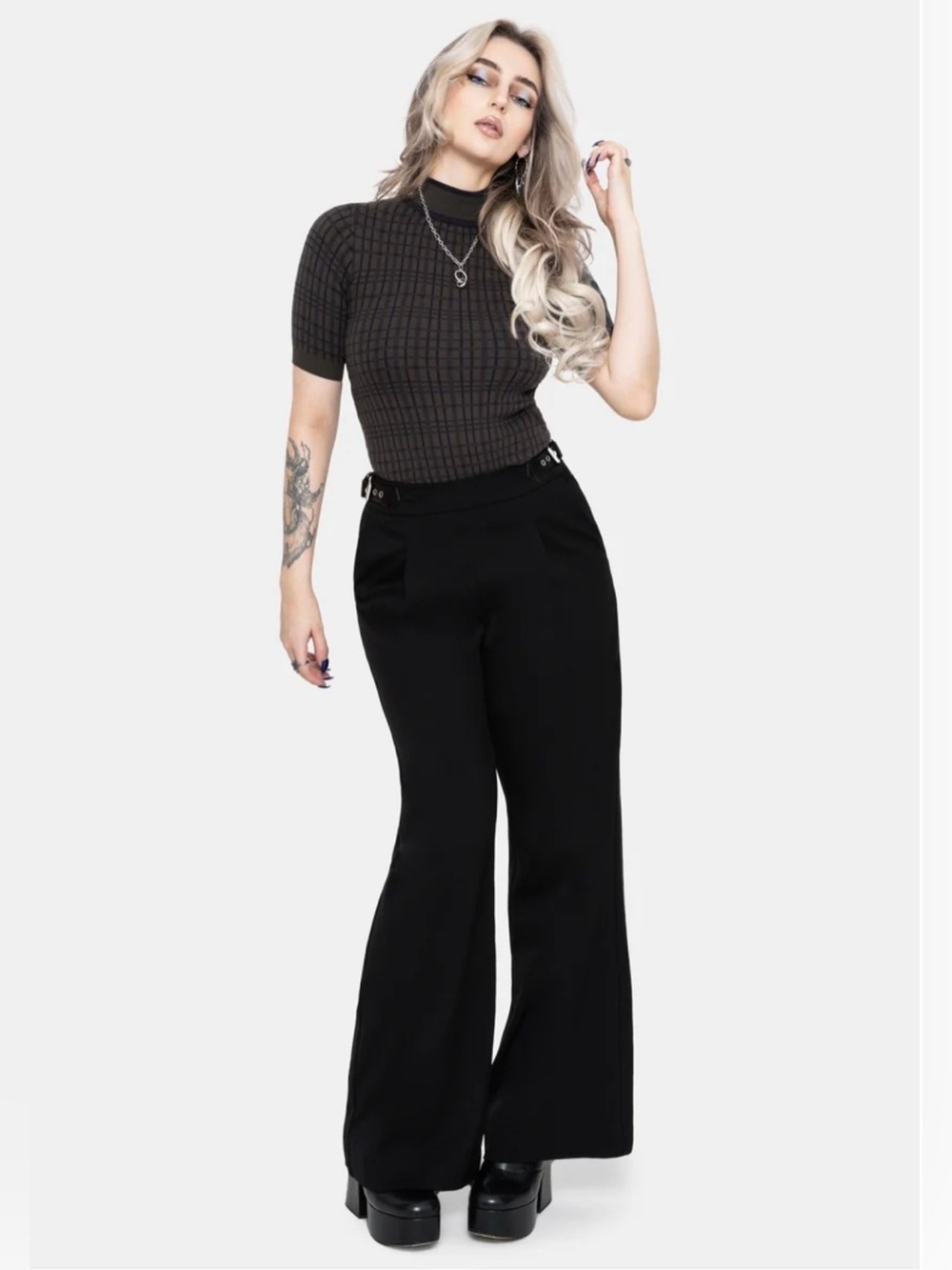 NWT Disturbia Nightingale Buckle Wide Leg Trousers Size US 14